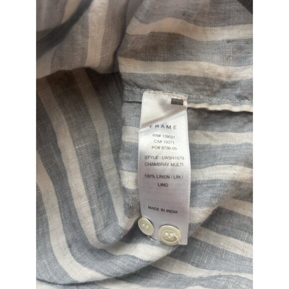 Frame Linen Chambray Distressed Top Sz Medium Loose Fit - Picture 11 of 11